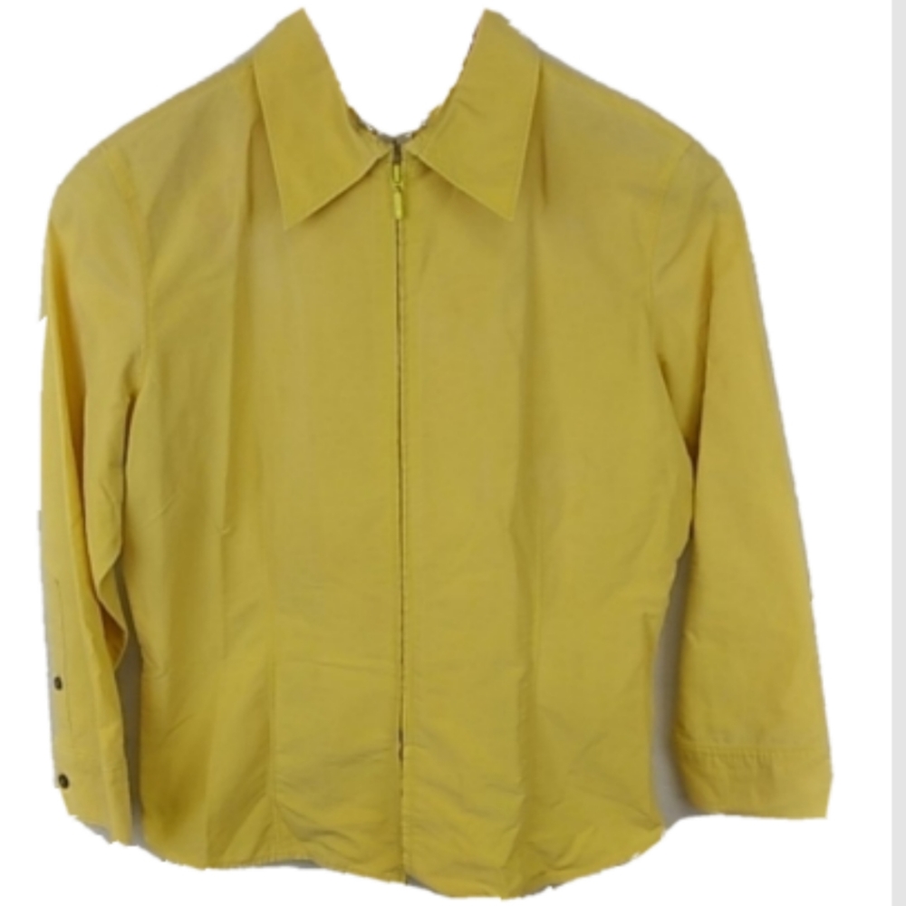 Ann Taylor Loft Yellow Full Zip Long Sleeve Top 4